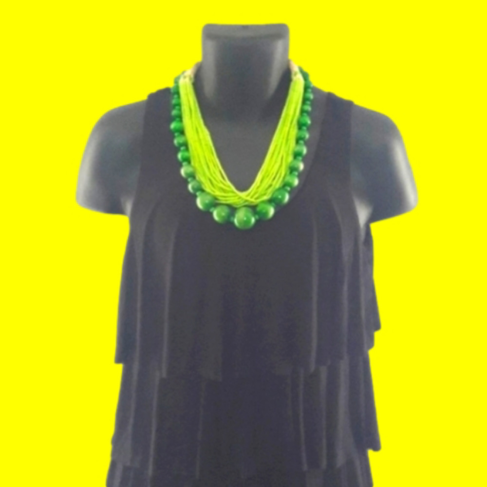 MADISON Jet Black Jersey Knit Tierred Dress, M - Picture 7 of 7
